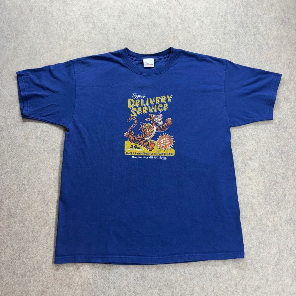 Vintage 90's Disney Winnie The Pooh Tigger Blue Graphic T-Shirt XL TV Cartoon